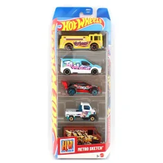 Hot Wheels Metro Sketch, sada 5 ks malých autíčok 1:64 – Mattel