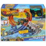 Hot Wheels Monster Trucks: Spiral Shark Smash herná súprava s autíčkom Mega-Wrex – Mattel