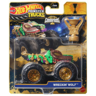 Hot Wheels Monster Trucks: Wreckin Wolf víťazný monster truck s pohárom 1/64 - Mattel