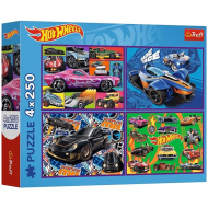 Hot Wheels závodné autá, sada 4 puzzle po 250 dielikov - Trefl