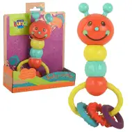 Húsenka tvarovaný farebný detský chrastítko a hryzák 18cm