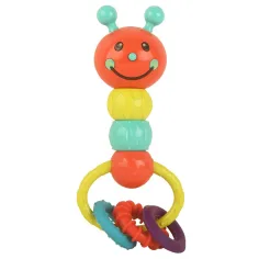 Húsenka tvarovaný farebný detský chrastítko a hryzák 18cm obrázok 3
