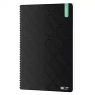 ICO: Študentský Prémiový Čierny Špirálový Zápisník A/4 čistý 100 listový