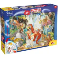 Kniha džungle 2 v 1, 108-dielne puzzle a omaľovánka 50x35 cm - Lisciani