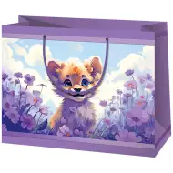 Levica s kvetmi fialová stredne veľká exkluzívna darčeková taška 18x10x23cm