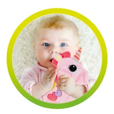 Little Stars: Slintacia šatka s hryzadlom jednorožcom a hrkálkou obrázok 4