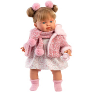 Llorens: Alexandra, 42 cm plačúca bábika s cumlíkom v ružovom kabáte