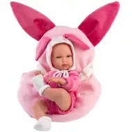 Llorens: Bimba novorodenec s ružovým zajačikovým nosičom 35 cm