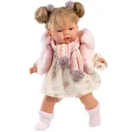 Llorens: Joelle, 38 cm plačúca bábika s cumlíkom v šatách s motívom teplovzdušného balóna.