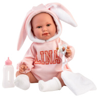 Llorens: Lina, 45 cm plačúca bábika v oblečku s králičími uškami