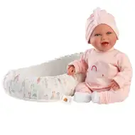 Llorens: Mimi 42 cm usmievavá bábika s cumlíkom a hniezdom pre bábätko