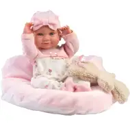 Llorens: Nica 40 cm novorodenec s medveďom a ružovou dekou.