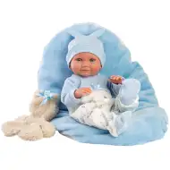 Llorens: Nico 40 cm novorodenec s medveďom a modrou dekou.