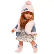 Llorens: Nicole 35 cm vysoká bábika s červenými vlasmi v ružovej veste