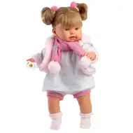 Llorens: Plačúca bábika Alexandra s cumlíkom a ružovým šálom s brmbolcom, 42 cm