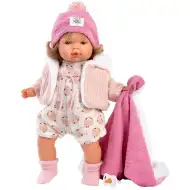 Llorens: Plačúca bábika Lola 38 cm s cumlíkom a ružovou prikrývkou