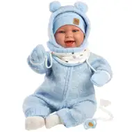 Llorens: Talo Sonrisas 44cm novorodenec s hlasom v modrom kapucňovom oblečení