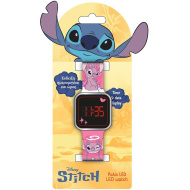 Luna: Disney Stitch a Angel ružové LED náramkové hodinky
