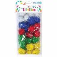 Luna: Farebný pom-pom 15mm kreatívna dekoračná ozdoba, balenie 60 kusov