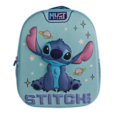 Luna: Must Team 3D Stitch zaoblený škôlkarský batoh s kozmickým motívom 26x10x32 cm