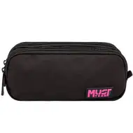 Luna: Must Team Monochrome čierno-ružové valcové puzdro na perá s 2 vreckami