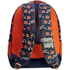 Luna: Must Team basketbalový vzor oranžovo-modrý zaoblený školský batoh s tromi priehradkami, 32x18x43cm obrázok 2