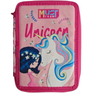 Luna: Must Team naplnený penál s motívom jednorožca, ružový, 2-poschodový, 15x5x21 cm