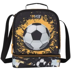 Luna: Must Team taška na desiatu s motívom futbalovej lopty, izolačná, s dvoma priehradkami, 22x16x28 cm