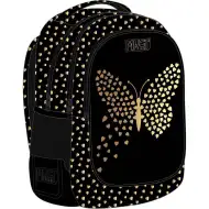 Luna: Must čierny batoh s motívom motýľa, 3 priehradky, 32x18x43 cm