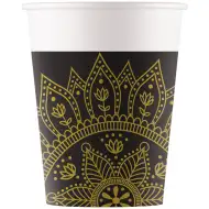 Mandala čierno-zlaté papierové poháre 8 ks sada 200 ml
