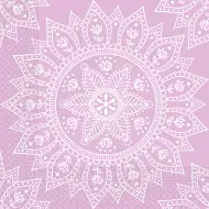 Mandala fialovo-biele papierové obrúsky – 2-vrstvové, 33x33 cm, 20 ks