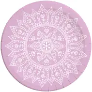 Mandala fialovo-biely 8-dielna sada papierových tanierov 23 cm