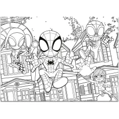 Marvel Spidey 2 v 1 maxi 4x48-dielne puzzle a omaľovánka 35x25 cm - Lisciani obrázok 2