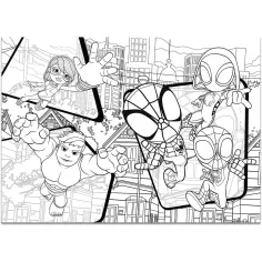 Marvel Spidey 2 v 1 maxi 4x48-dielne puzzle a omaľovánka 35x25 cm - Lisciani obrázok 3
