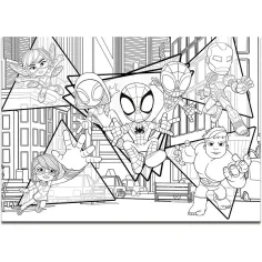 Marvel Spidey 2 v 1 maxi 4x48-dielne puzzle a omaľovánka 35x25 cm - Lisciani obrázok 4