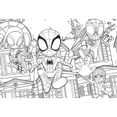 Marvel Spidey a jeho tím 2 v 1, 24-dielne puzzle a omaľovánka 50x35 cm - Lisciani obrázok 2