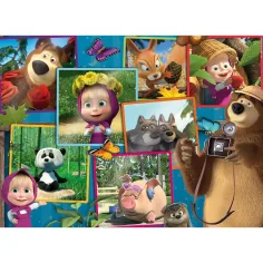Maša a medve obrázky 2 v 1, 35-dielne maxi podlahové puzzle a omaľovánka 70x50 cm - Lisciani obrázok 2