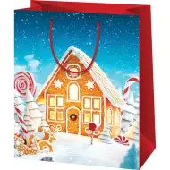 Medovníkový domček vzorovaný stredný darčekový taška 18x10x23cm