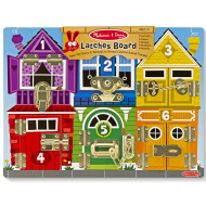 Melissa &amp; Doug: Drevená manipulačná tabuľa so zámkami a západkami na rozvoj zručností - Spin Master