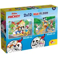 Mickey Mouse 2 v 1, 2x12-dielne maxi puzzle a omaľovánka - Lisciani