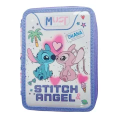 Must: Disney Stitch&Angel poschodový plnený peračník 15x5x21 cm