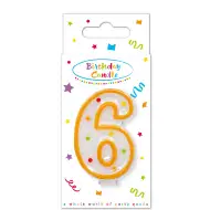 Narodeninová bodkovaná sviečka číslo 6