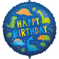 Narodeninový fóliový balón – s nápisom „Happy Birthday“, s motívom dinosaurov, 46 cm