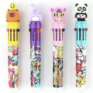 Nebulo: 10-farebné guľôčkové pero, vtipný dizajn zvieratiek, rôzne druhy, 1 ks