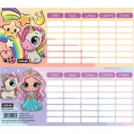 Nebulo: Jednorožec a princezná – jednolistový, obojstranný mini rozvrh hodín