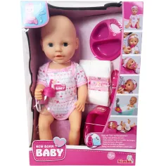 New Born Baby bábika, ktorá močí, s príslušenstvom 38 cm - Simba Toys