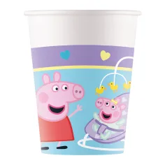 Papierové poháre s motívom Prasiatka Peppy, 8-dielna sada, 200 ml