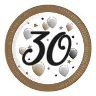 Papierové taniere s nápisom "30" 8 ks sada 23 cm