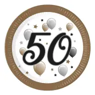 Papierové taniere s nápisom "50" 8 ks sada 23 cm