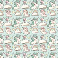 Pastelne farebný baliaci papier s jednorožcami 100x70 cm